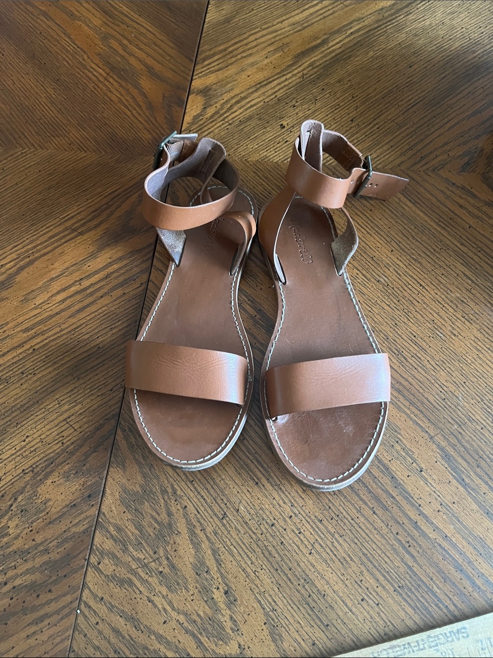 Madewell Women's Tan Ankle-Strap Leather Sandals